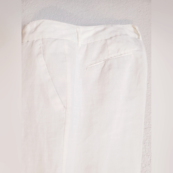 Linen Cynthia Rowley White Boot Cut Trousers Pants Size 6 in Bone - Picture 7 of 8